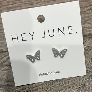 New in Box, Hey June Silver Butterfly Earrings